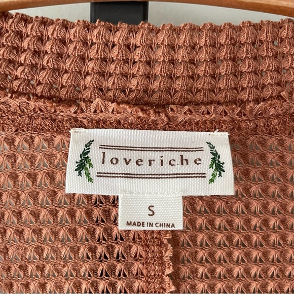 Loveriche Waffle Knit Balloon Statement Sleeve Vneck Pullover Top Blouse Sweater - Picture 9 of 9